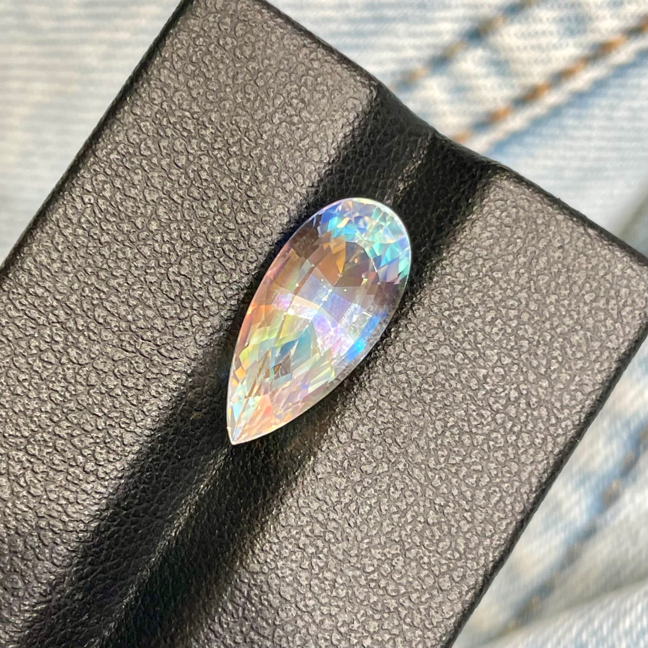 4.06 Carats Faceted Moonstone Pear Cut