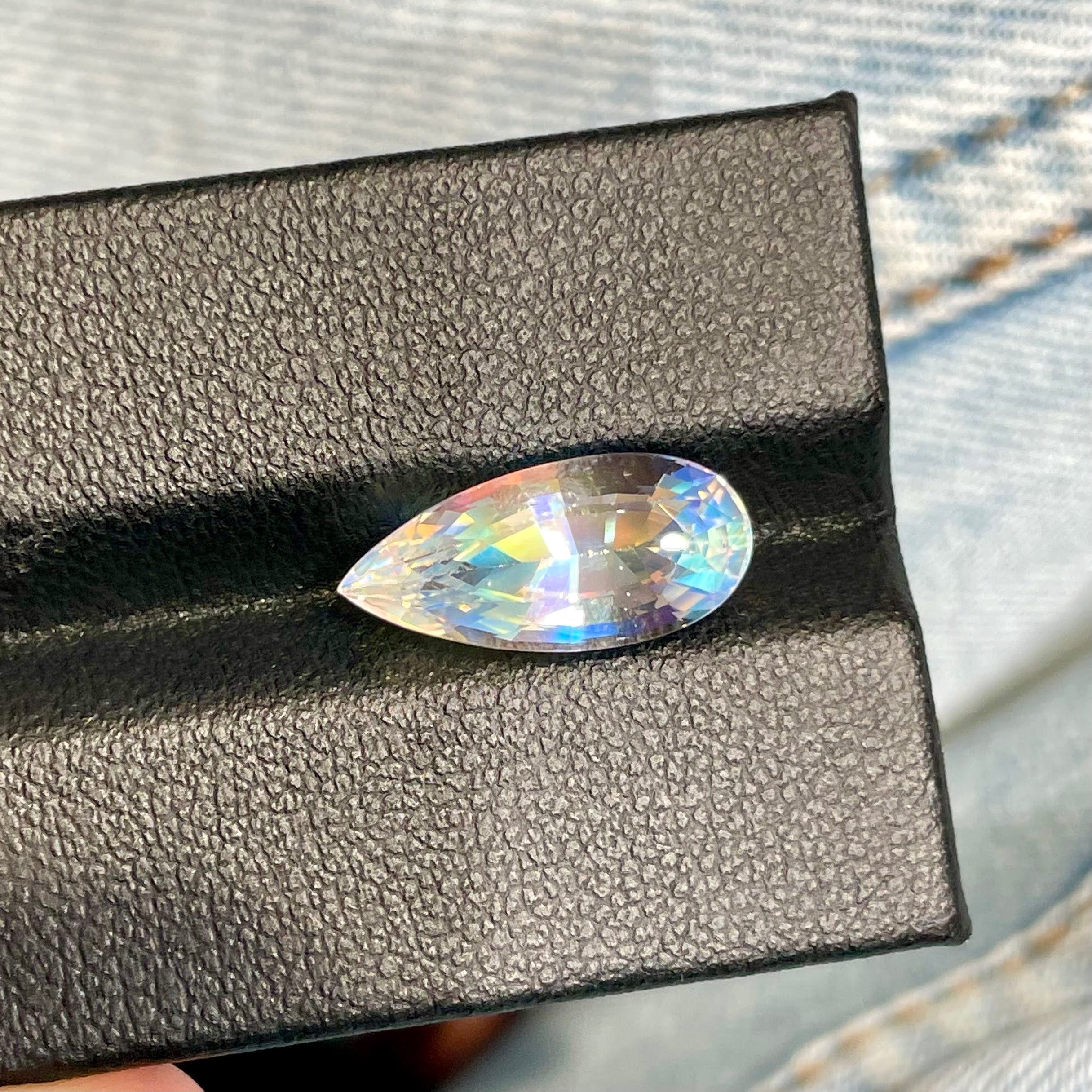 4.06 Carats Faceted Moonstone Pear Cut