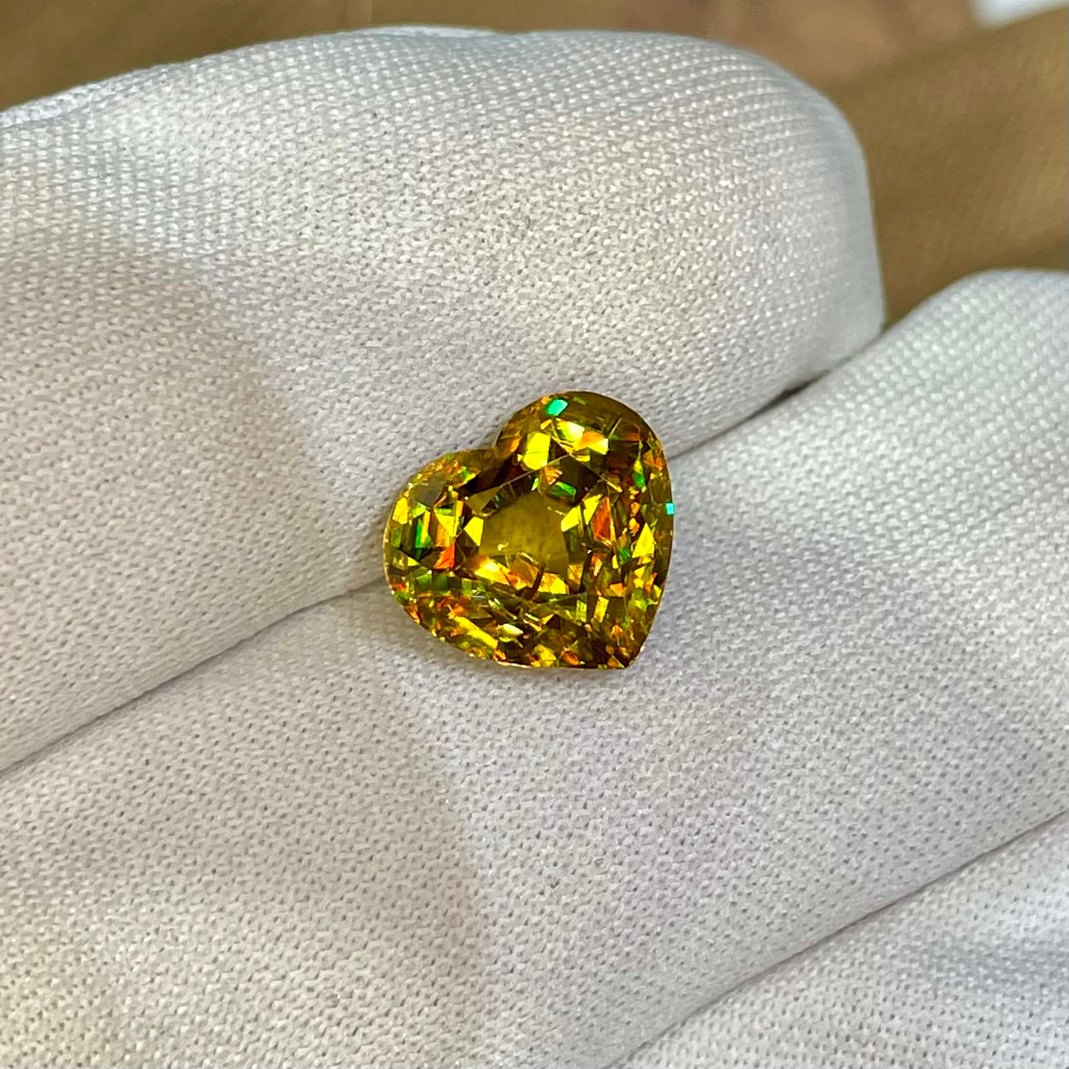 Heart Cut Sphene Gemstone 6.23 Carats