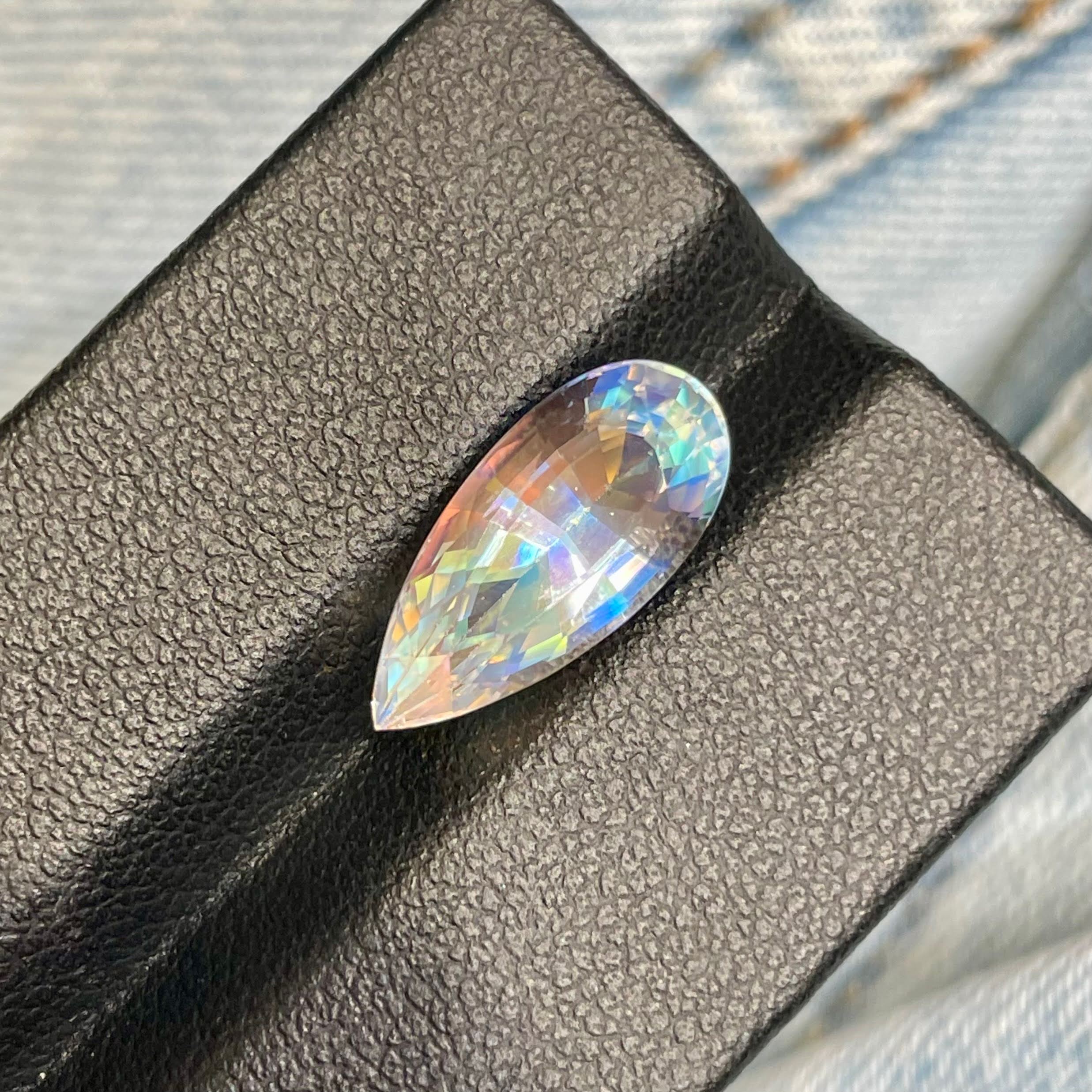 4.06 Carats Faceted Moonstone Pear Cut