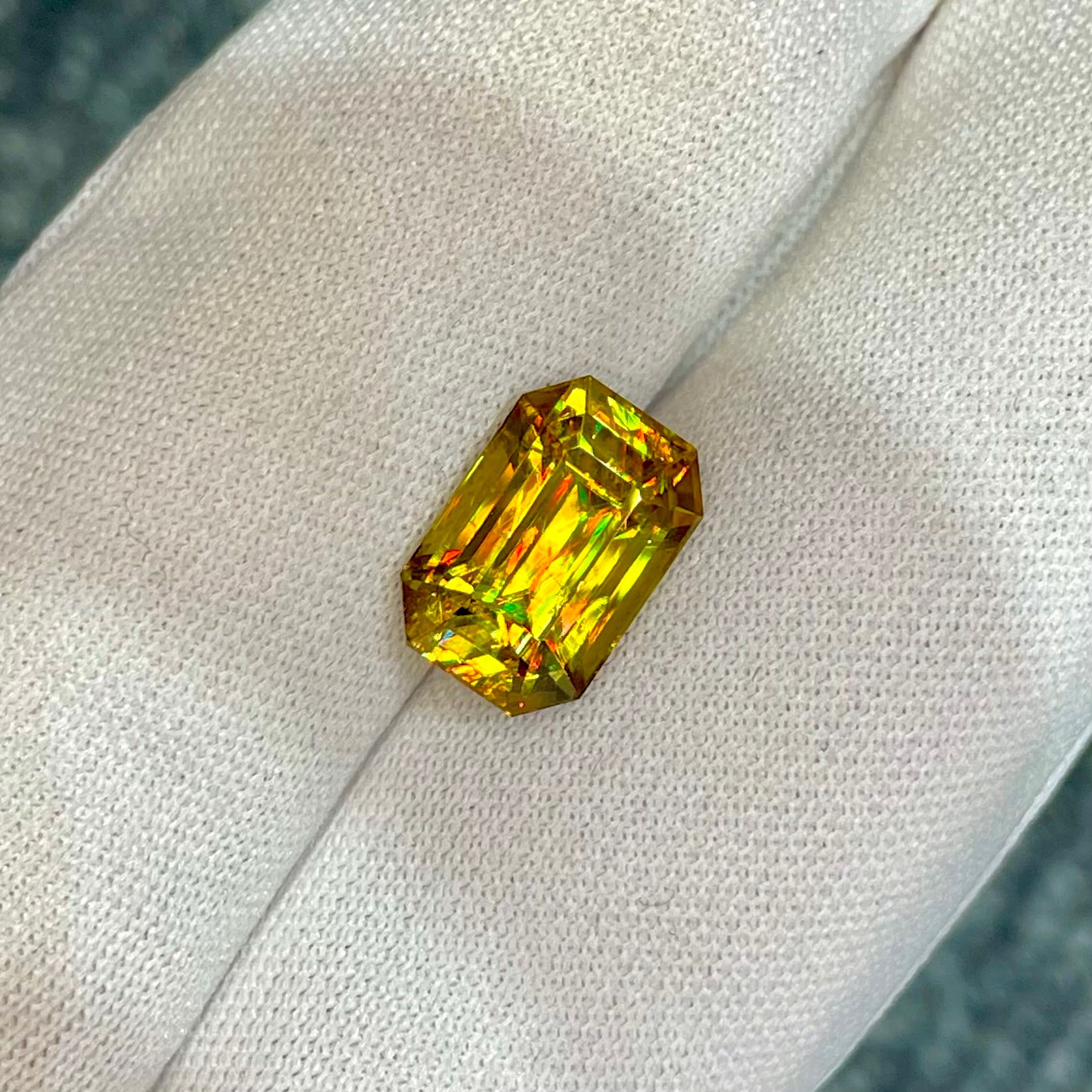 5.42 Carats Emerald Cut Sphene Stone