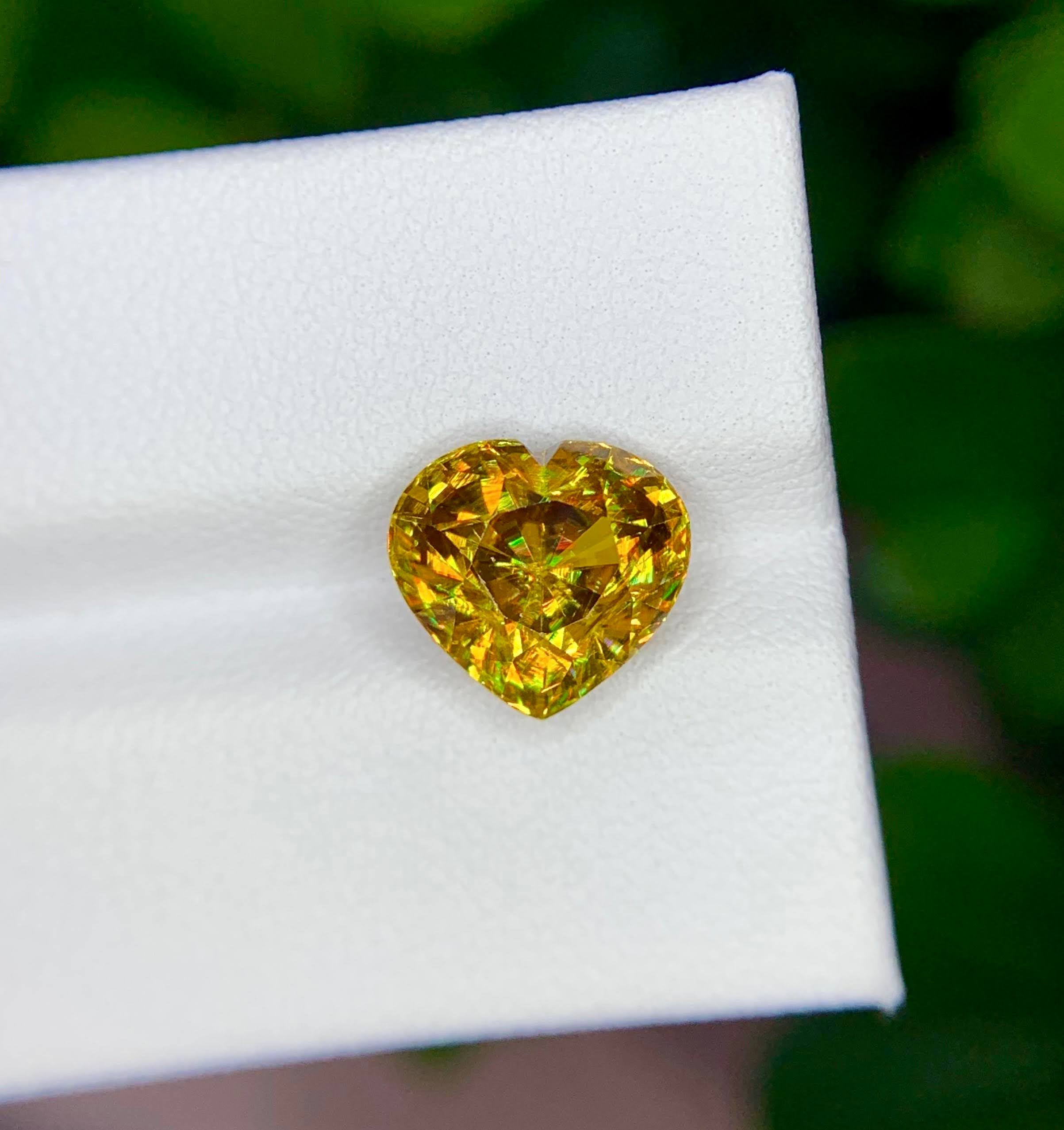 4.80 Carats Heart Cut Golden Sphene