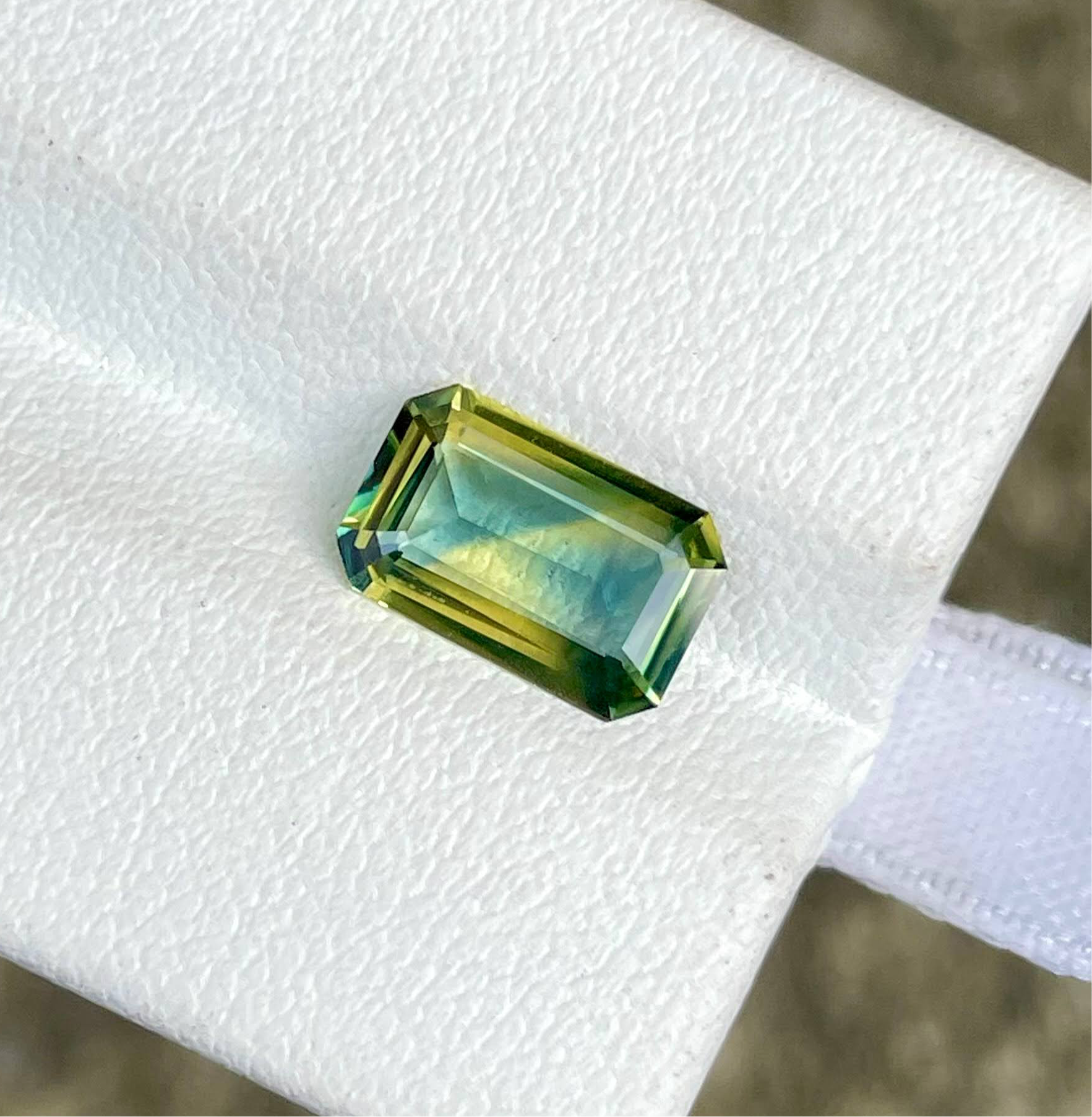 2.13 carats No Heat Bi color Sapphire Emerald Cut Natural Sri Lankan Gemstone