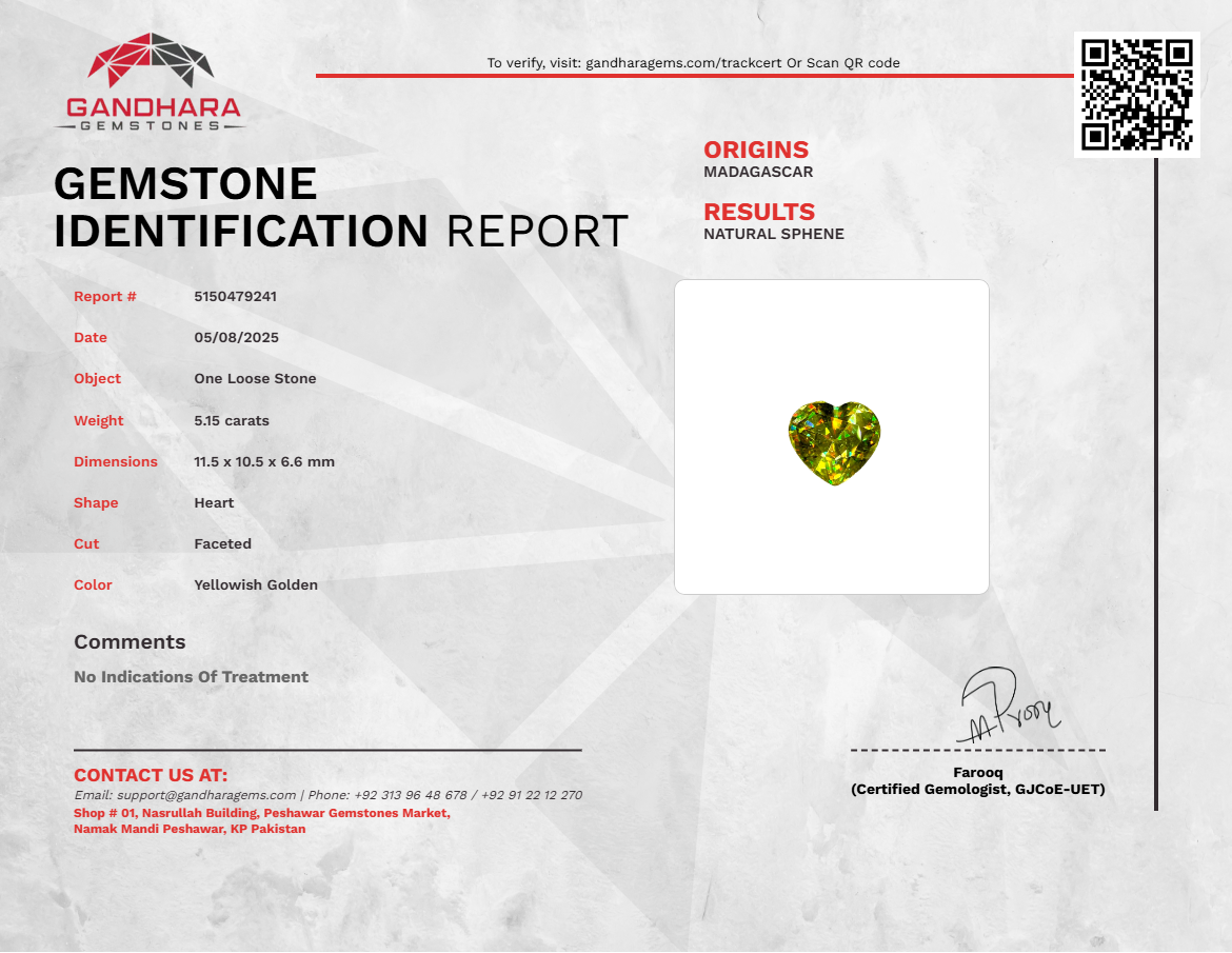  Sphene Gemstone 5.15 Carats