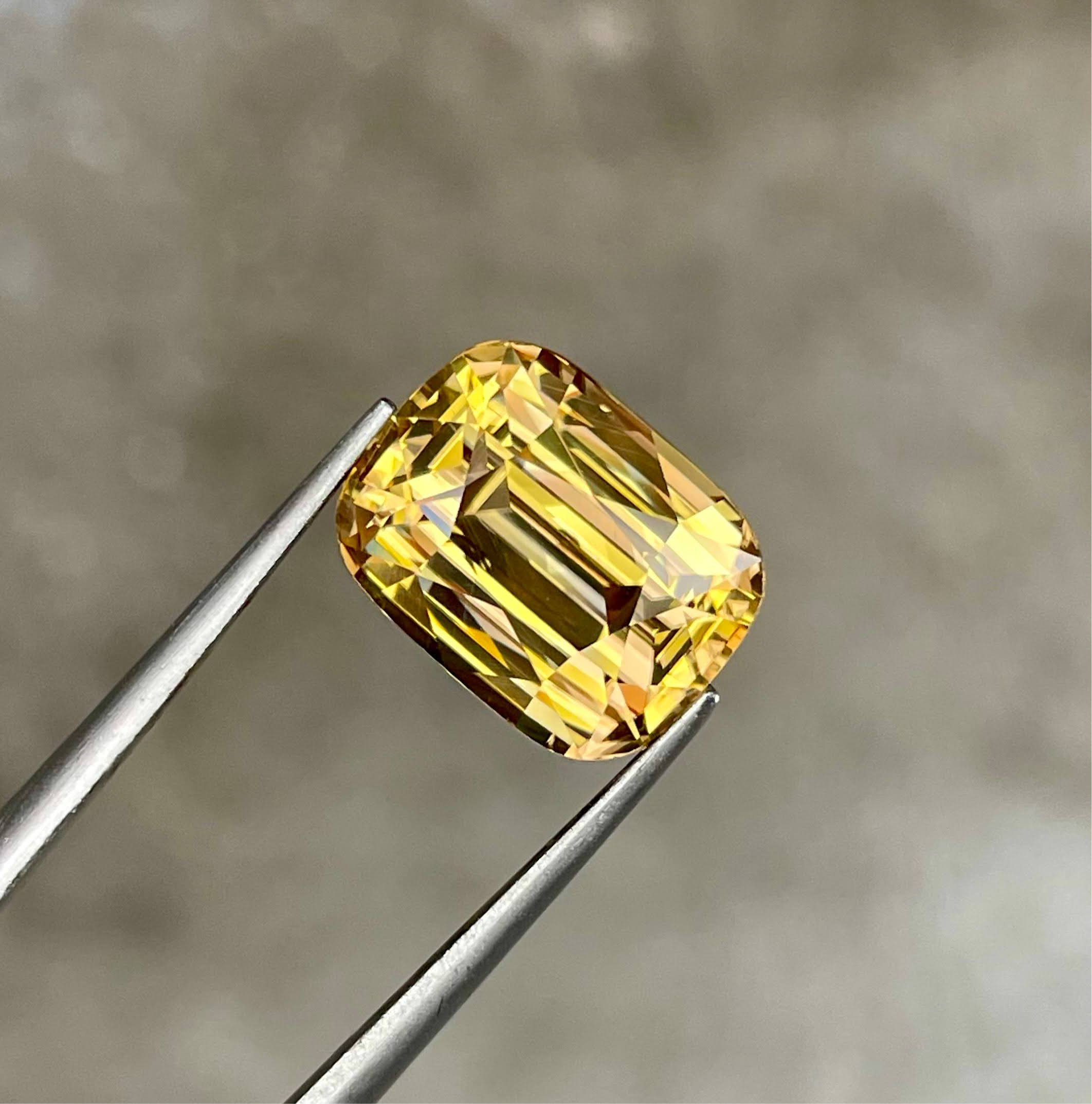 12.19 carats Champagne Color Zircon Stone Cushion Cut Natural African Gemstone